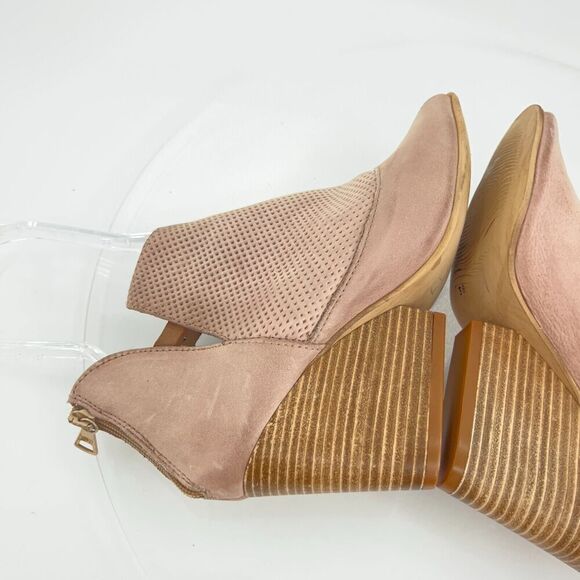 Miz Mooz Knox Sandal Women 38 8 Blush Pink Leather Wedge Boho Open Toe Bootie - Picture 10 of 16